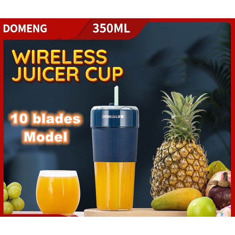 DOMENG Blender Mini Blender Juicer Cup Usb Wireless Mixer Home Kitchen Blander Mini Portable Juice Blenders 10 Blade 榨汁机