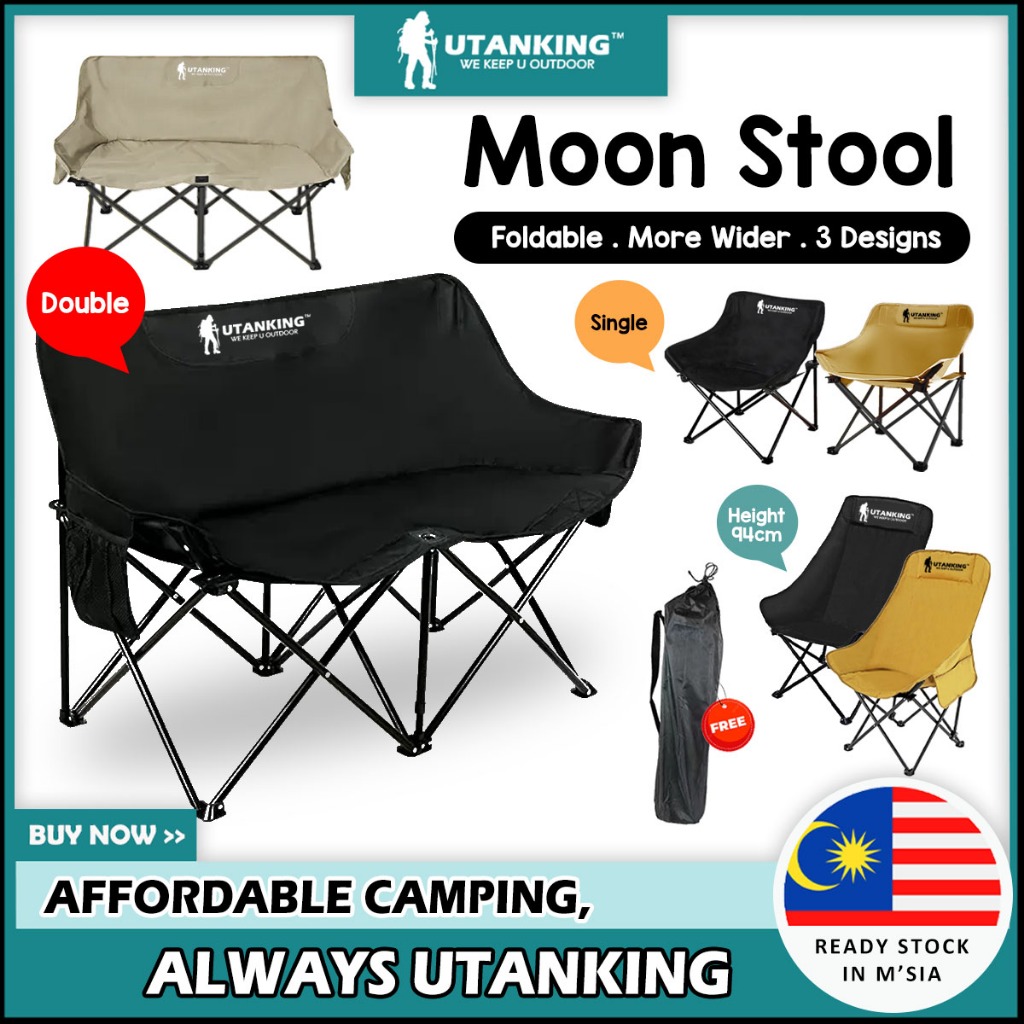 UtanKing™ Foldable Moon Stool Outdoor Camping Chair Fishing Picnic Hiking Chairs Beach Kerusi Lipat