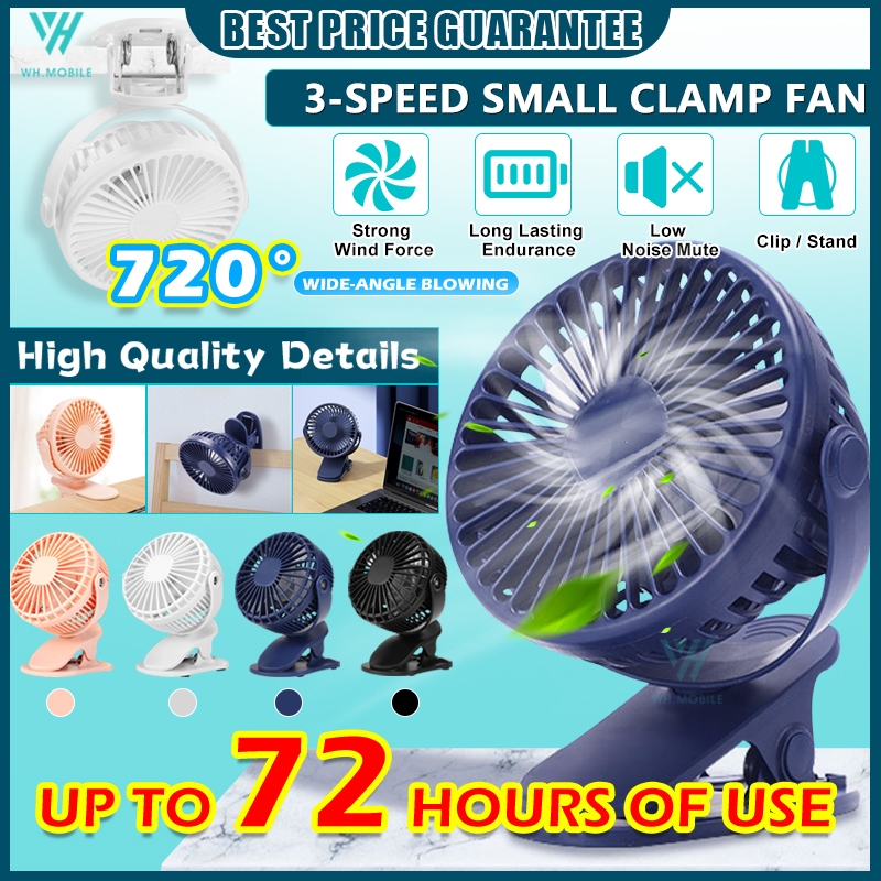 Kipas Mini Fan Clip Cooling Fan Desktop Table Fan 720° Spin Kipas USB Rechargeable Baby Stroller Fan  Small Clip Fan 風扇