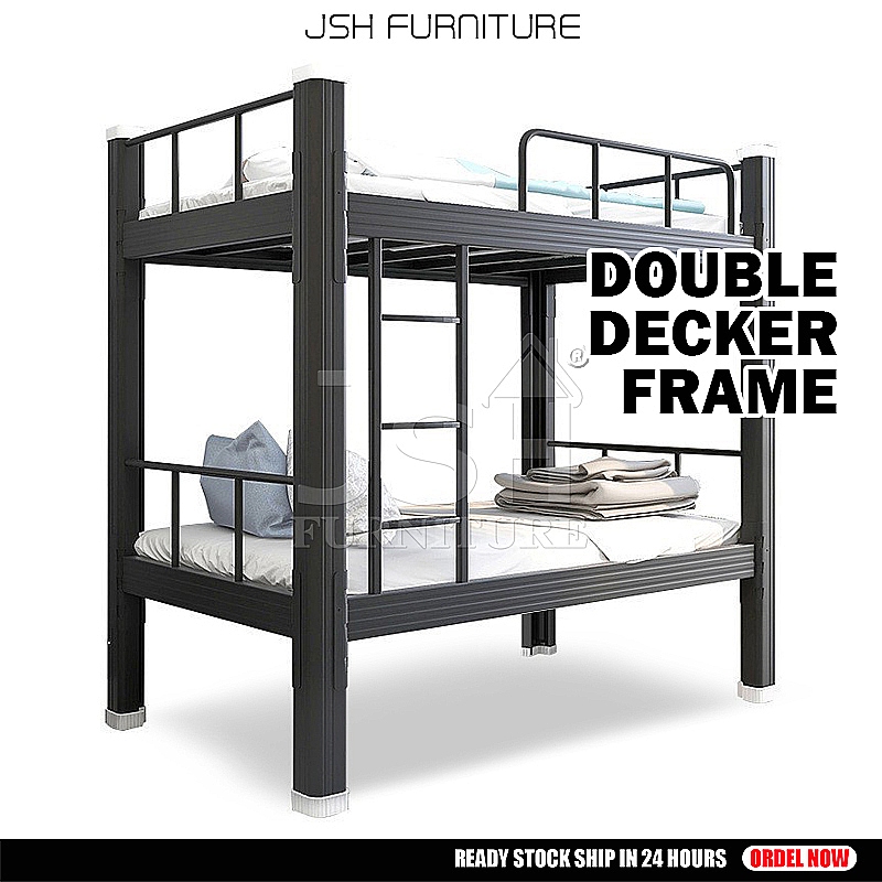 Heavy Duty Steel Double Decker Bed Frame JSH D51 Katil Bujang 2 Tingkat Besi Katil Bujang Hostel Bed