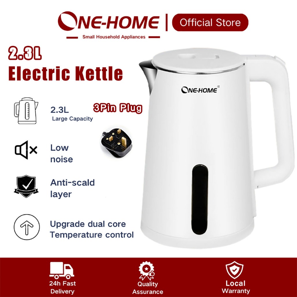 ONE HOME Fast Heat Electric Kettle Stainless Steel Jug Kettle 2.3L Anti-scalding Auto Swich-off Double Layer Kettle 熱水壺