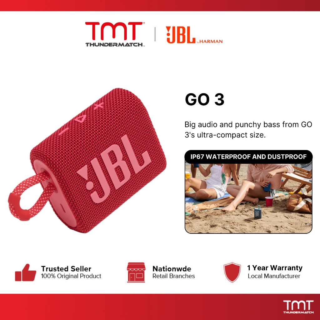 JBL Go 3 Bluetooth Portable Wireless Speaker IP67 waterproof & dustproof with Original JBL Pro Sound