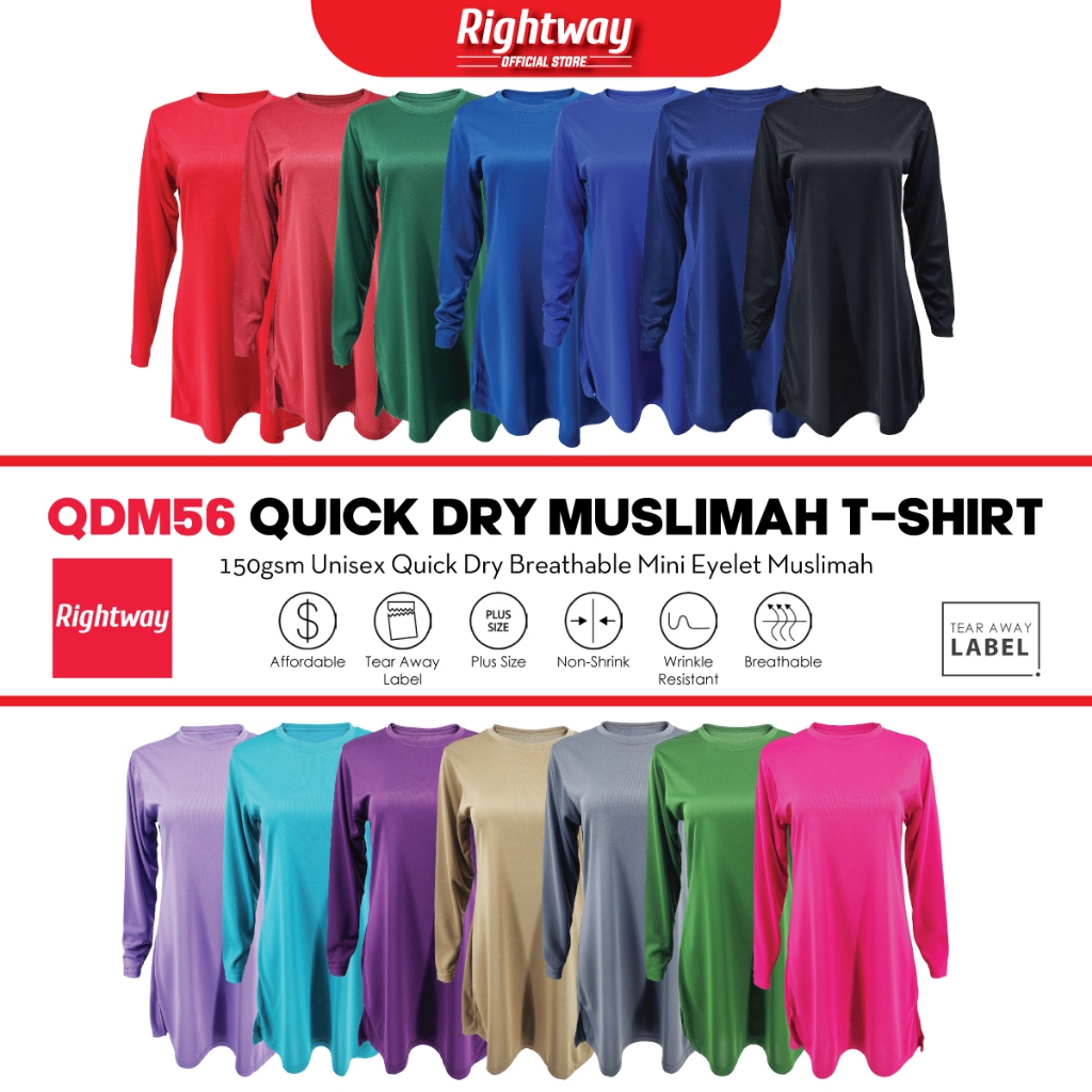 RIGHTWAY Jersi Muslimah Kosong Jersey Muslimah Plain Female Lady Microfiber Muslimah Dress Blouse QDM56 QAYRAA JOYAH