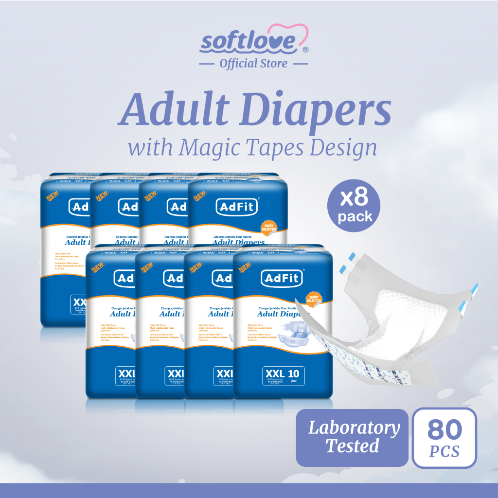 Adfit | Adult Diaper | TAPE | 8 packs combo