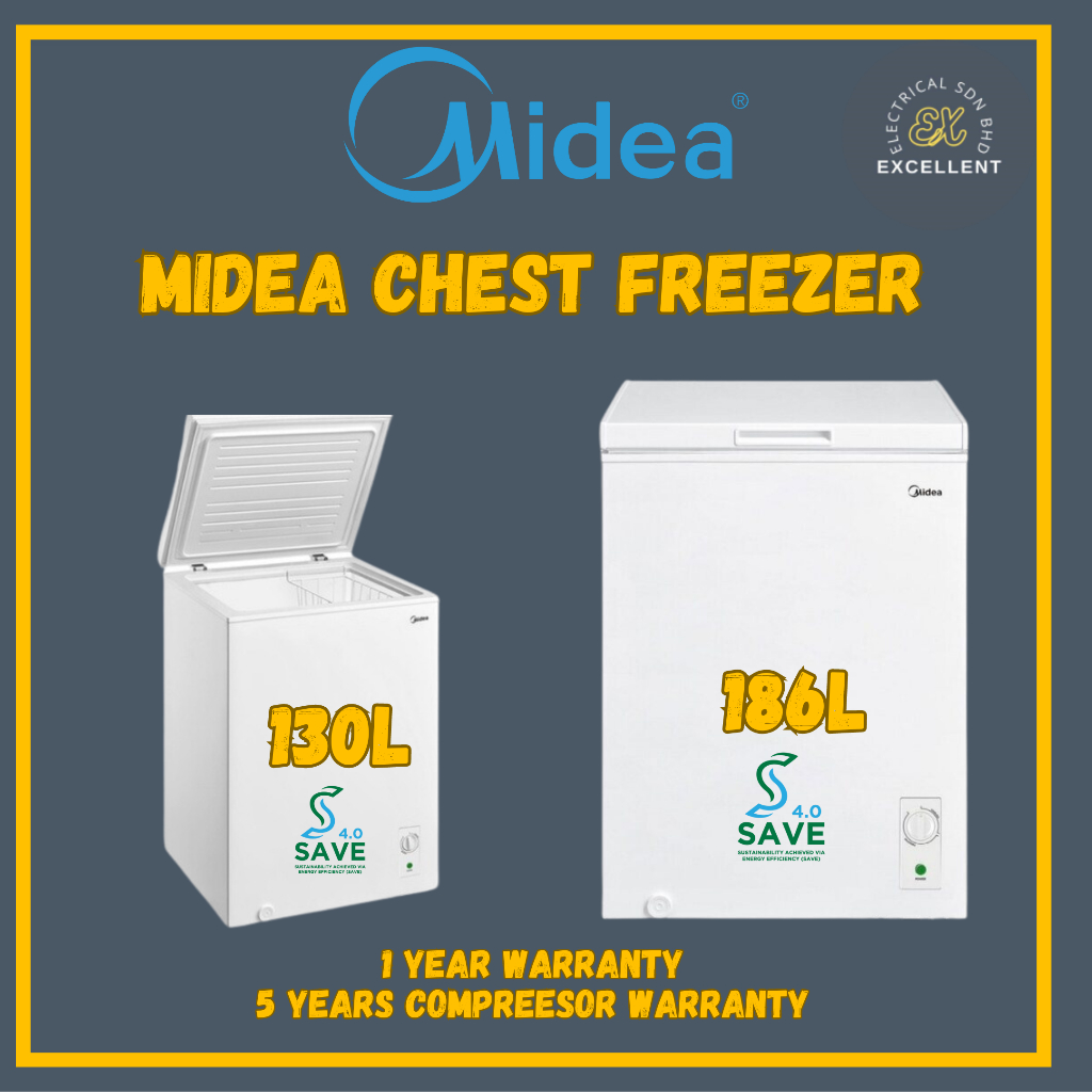 MIDEA 130L(GROSS) CHEST FREEZER MD-RC151FZ / 186L(GROSS) CHEST FREEZER MD-RC207