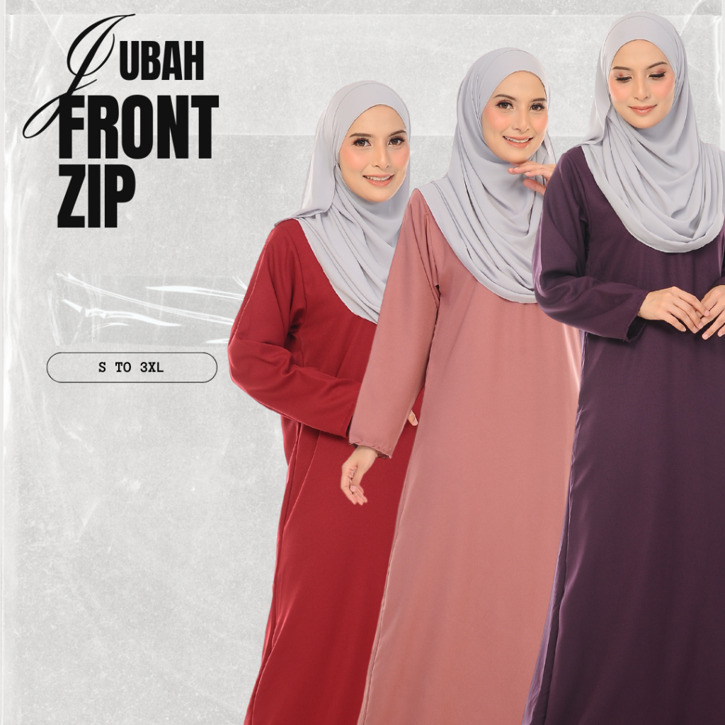 Jubah Muslimah Umrah Murah Wanita Perempuan Plain Ironless Plus Size S to 3XL ready stock