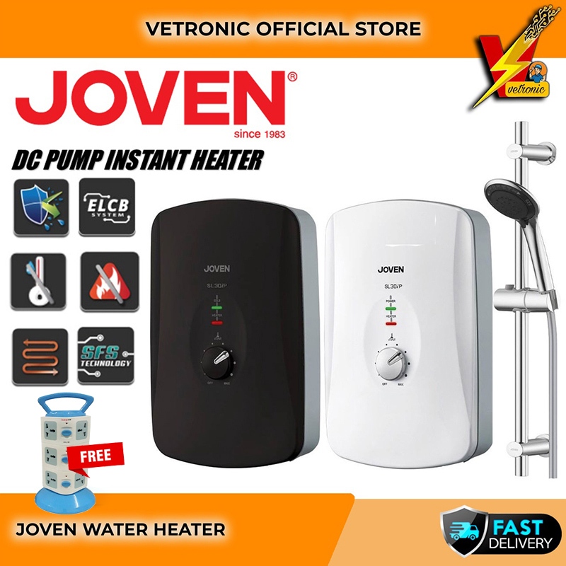 Joven Inverter Water Heater With Pump ELCB Surge Protector SL30iP SL30e Black White