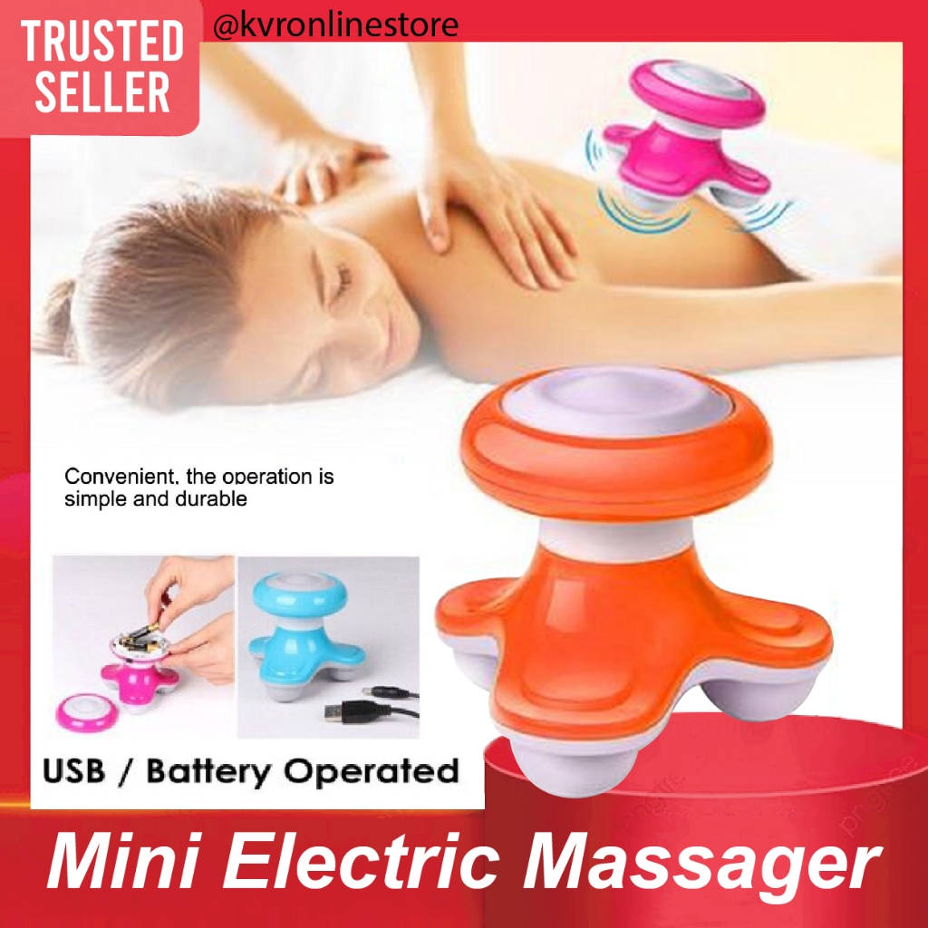 Mini Massager USB Rechargeable & Battery Operated Wave Vibrating Pain Relief Full Body Massage / Mesin Urut Kecil