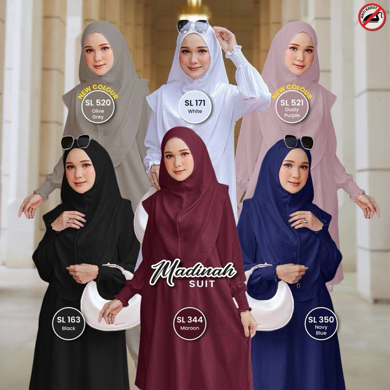 Suit MADINAH Suit Seluar Ironless Baju Set Seluar Muslimah Umrah Haji Travel Exclusive