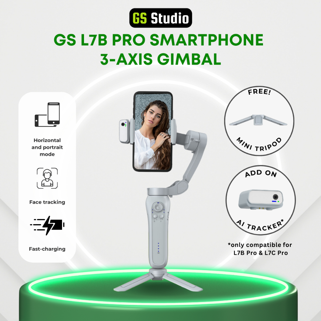 GS L7B L7C Pro M1 Smartphone 3 Axis Gimbal APP Bluetooth Connect Tracking Instant Power Up AI Follow