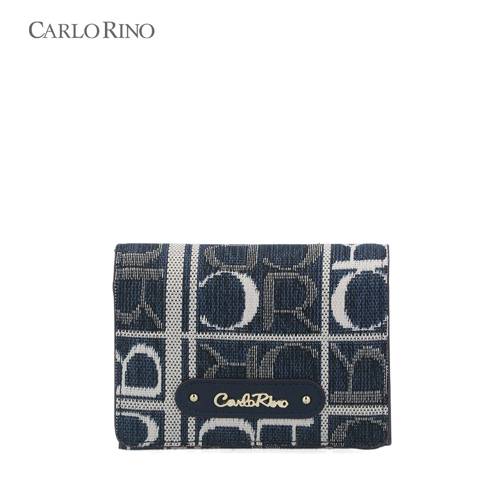 Carlo Rino Dark Blue Carlo GEO Jacquard 2-fold Short Wallet
