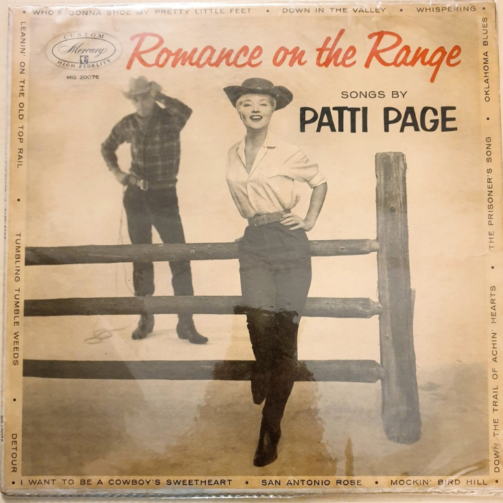 Patti Page - Romance on the Range 1955 (A Custom High Fidelity Recording) 12" LP 33 rpm vintage vinyl Piring Hitam