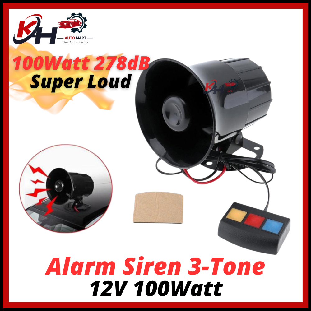 SUPER LOUD 12V 100W Siren BOMBA POLICE AMBULAN Security Alarm Bunyi Kuat Universal Modified High Quality Car KERETA