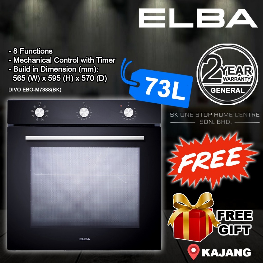 (AUTHORISED DEALER) ELBA Build- In 67L/73L DIVO EBO-M7388(BK) 73L Build In Oven / elba 7388 73L / 1036803 67L