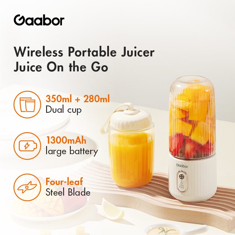 Gaabor Juicer Cordless Juice Portable Mini Fruit Juicer (300ml)  GF-M40A/ (350ml+280ml) FP03T-WH01A