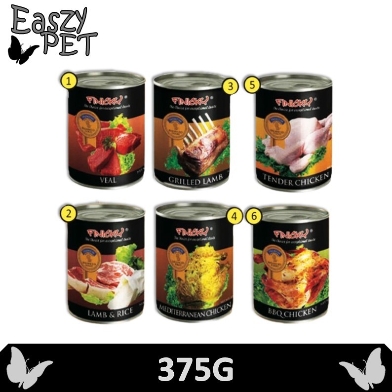 Finicky Dog Can Food 375g Premium (Veal / Grilled Lamb / Tender Chicken / Lamb Rice)