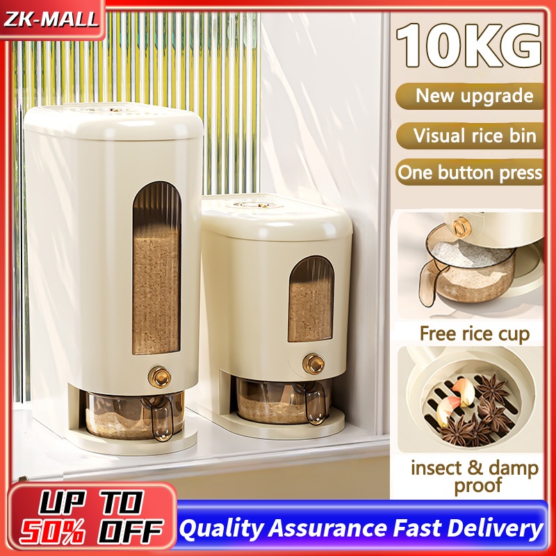 Rice Dispenser Automatic Nano Bucket 5KG/10KG  Insect Moisture Proof Food Storage Container Free Rice Cup Bekas Beras 米桶