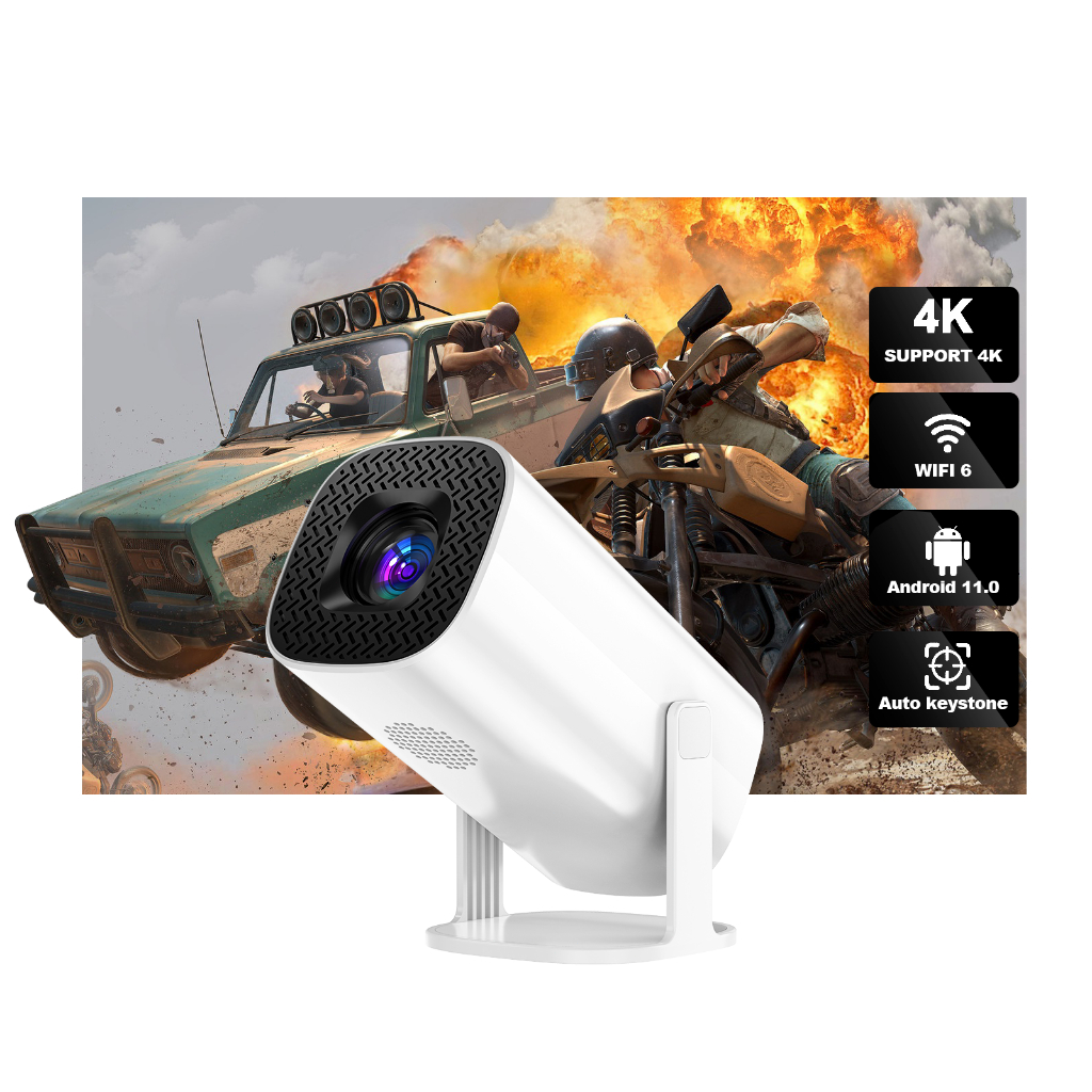 COD 2024 MINI Projector 4K 8000 lumens HY300 Projector 1280*720P Android 11 1+8G WIFI6 BT5 Outdoor Home Projector