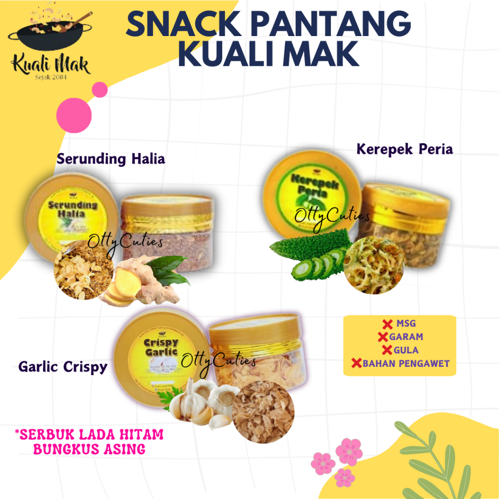 SNACK PANTANG KUALI MAK | MAKANAN PANTANG | GARLIC CRISPY | SERUNDING HALIA | KEREPEK PERIA