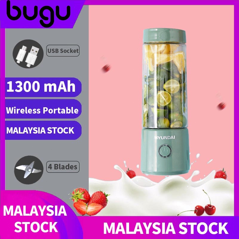 bugu hyundai 500ml Portable Wireless Fruit Juice Blender Juicer Machine Baby Food Blender Mixer Juicer Cup