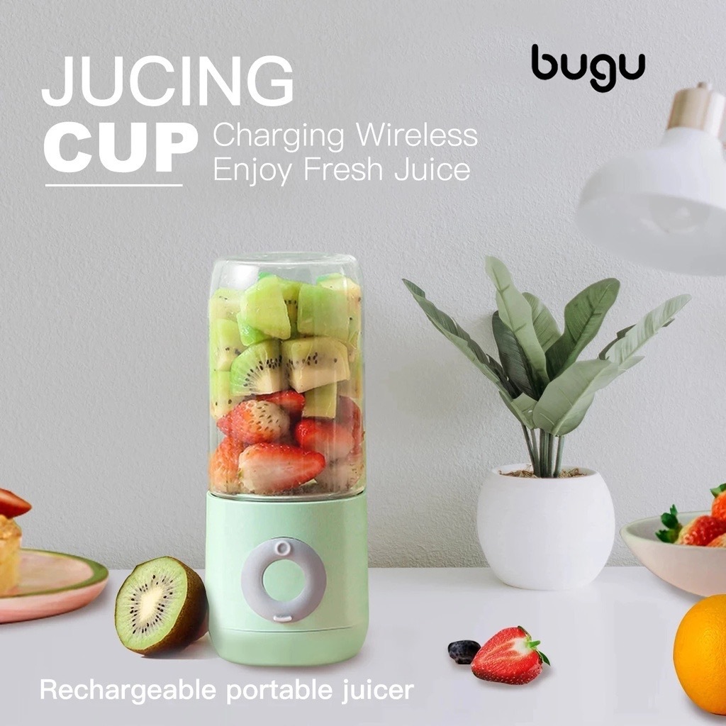 bugu Juice Blender Cup 500ml 4 blades Portable Fruit Juicer USB Rechargeable Smoothie Chopper Machine Sports Juicing