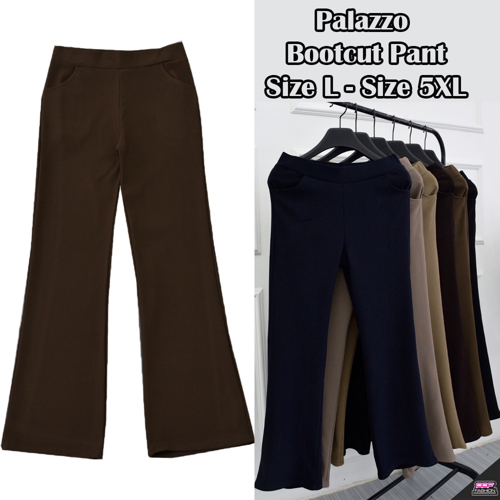 PPF 513 L-5XL Palazzo Pant Seluar Bergetah Poket Seluar Palazzo Seluar Bootcut Cotton Spandex