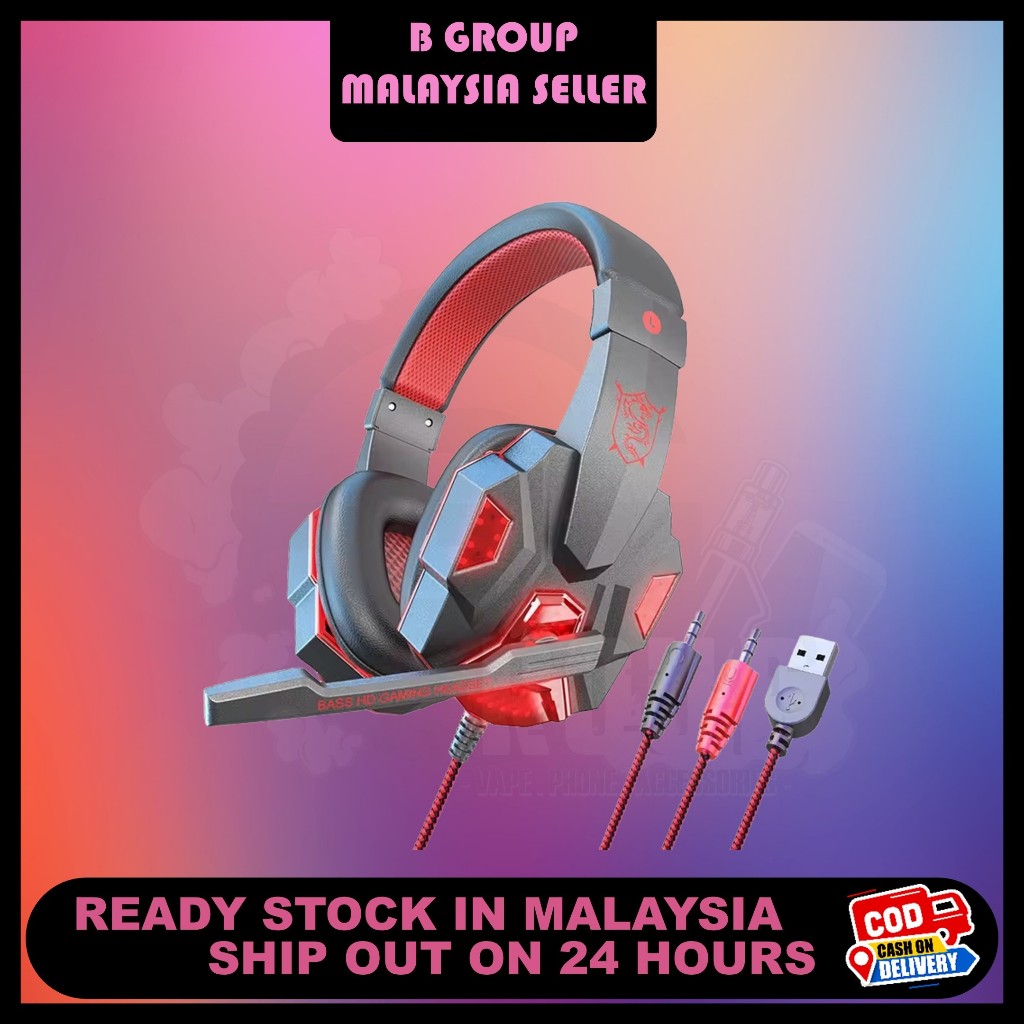 Glowing Gaming Headphone sy830 Head-Mounted Noise Cancelling Headphone Color-Changing Headset