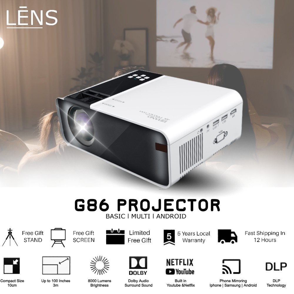 G86 Projector FULL HD 1080P Android Mini Projector WIFI LCD A80 Protable Projector 7500 lumens