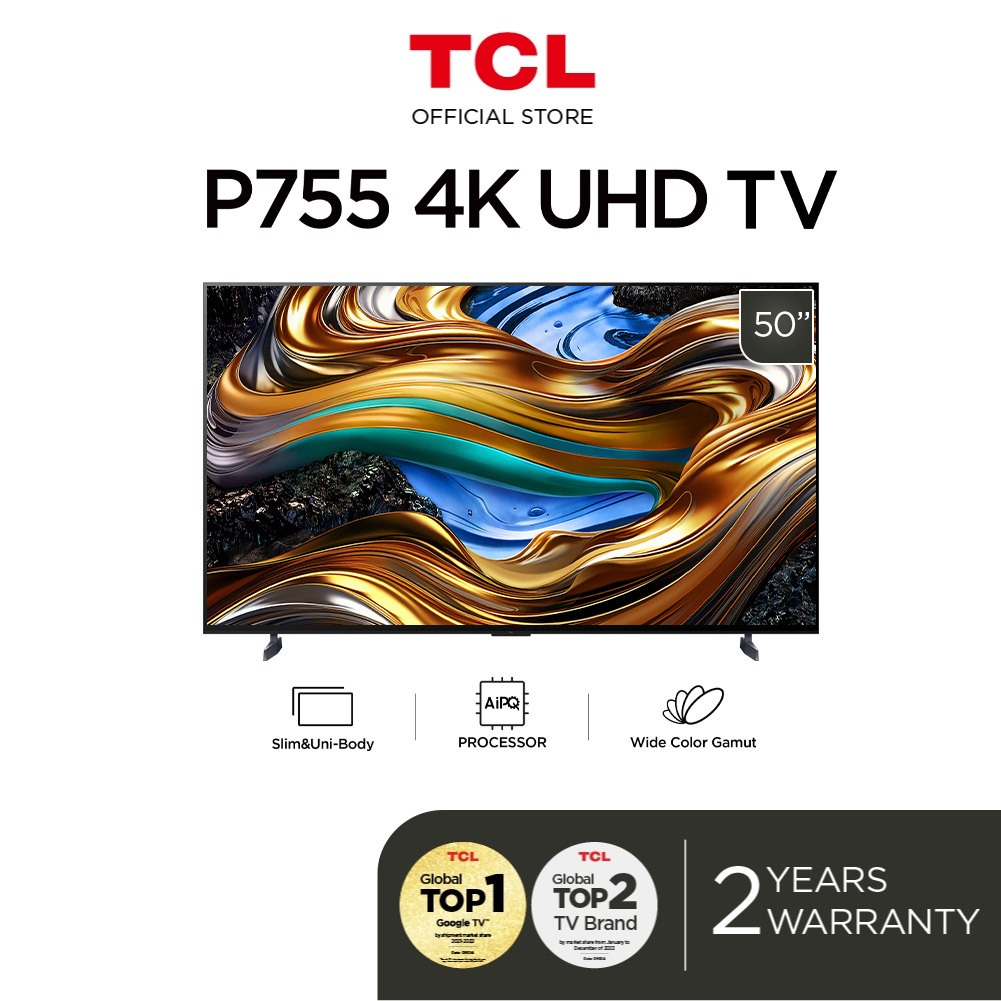 6.6 Promo [Free Unboxing] TCL 50" 55" 65" 75" 4K UHD Google TV with Wide Color Gamut, MEMC,  50P755 55P755 65P755