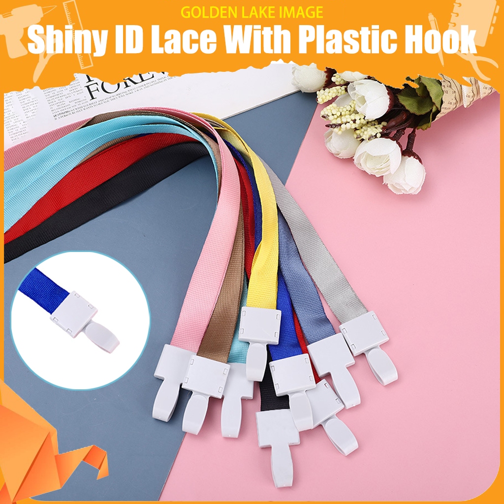 1 Pcs 1.5cm Shiny Id Lace With Plastic Hook School office supplies ID card straps Available in multiple colors