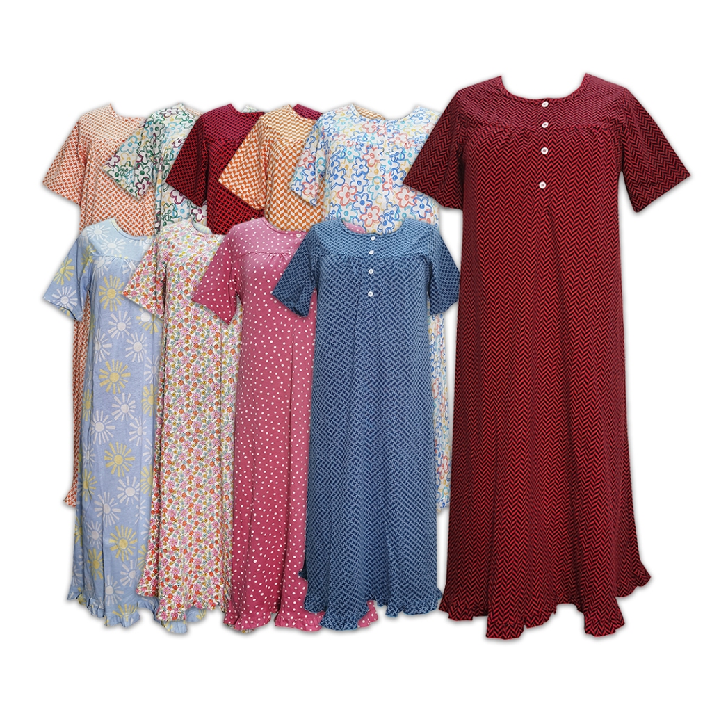 Jenni Women Cotton Pajamas Sleep Dress Maternity Sleepwear Baju Tidur Dress Wanita Panjang Mengandung Menyusu 孕妇睡衣