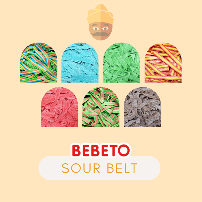 Bebeto | Haribo | Jellopy Assorted Tutti Fruitti Rainbow Mix Sour Belts +-100g Repack (HALAL) Gummy Candy - Gula-Gula