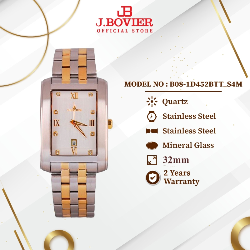 [CLEARANCE] J.Bovier Stainless Steel Quartz Women Jam Tangan Wanita B08-1D452BTT_S4M