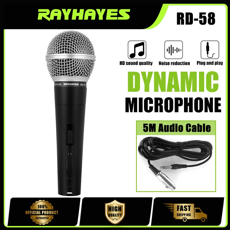 RAYHAYES Professional Wired Dynamic Microphone Supercardioid Vocal Microphone Mikrofon For Karaoke