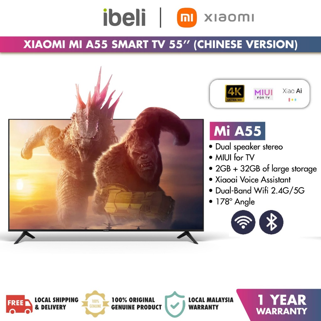 [NEW 2024 MODEL] Xiaomi Mi TV A55 4K LED Android TV Smart TV XiaoAi Voice Assistant (55''/2GB+32GB)