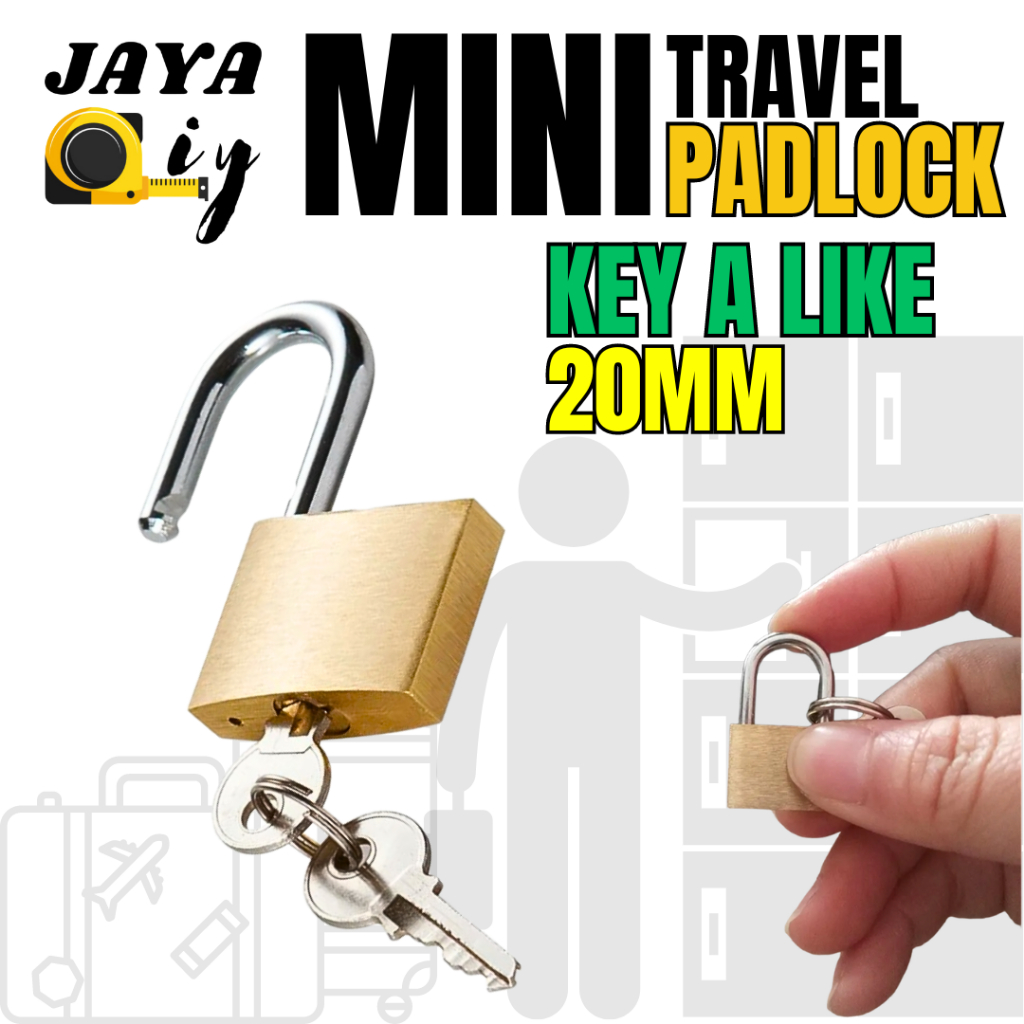 20MM KEY A LIKE Luggage Bag Travel Padlock Lock Cabin locker Luggage Kunci Mangga Luggage Lock Security