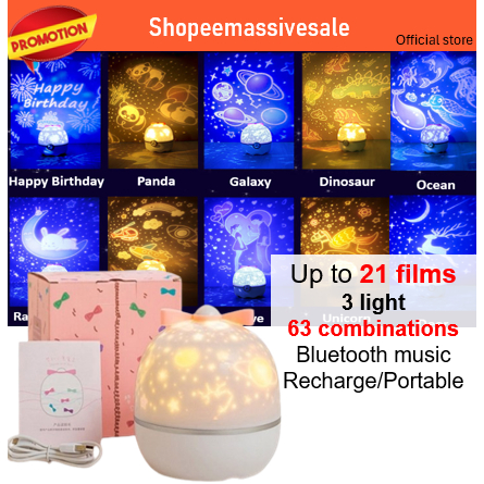 21 films LED Night light projector Bluetooth music projection lamp LED Lampu projektor room decoration 星空投影燈 star sky