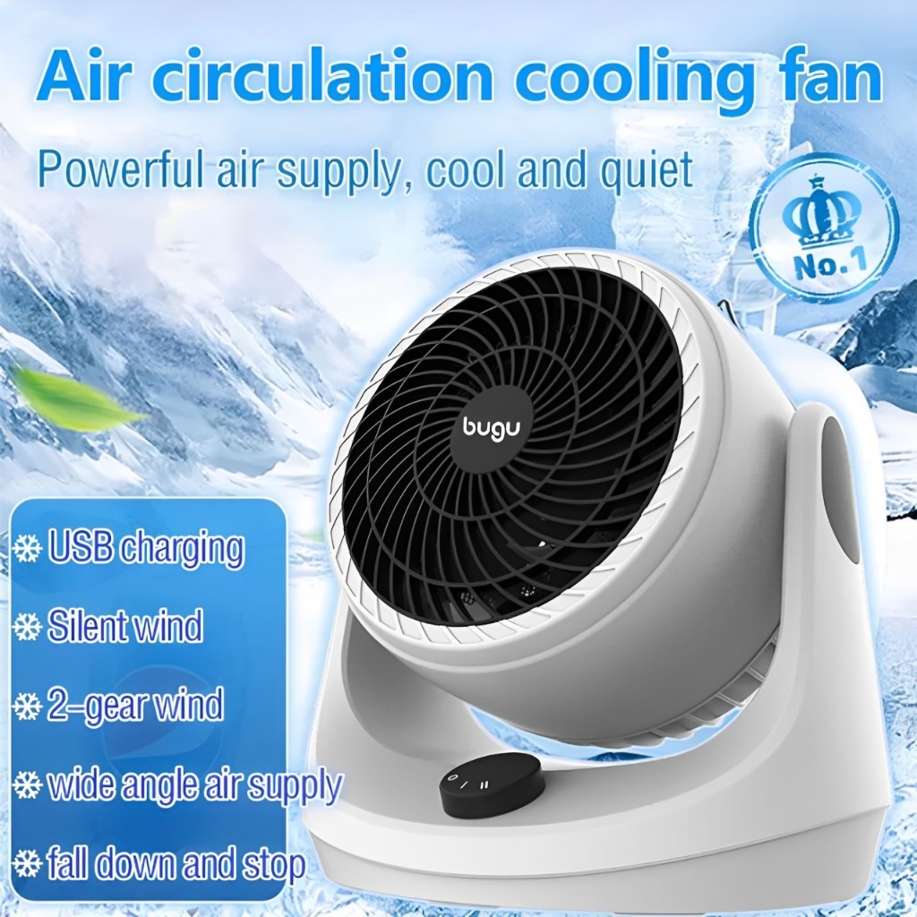 bugu Air Circulating Fan 3 Speed Strong Wind Fan power 80W Portable Light Weight Kipas Angin Table Fan