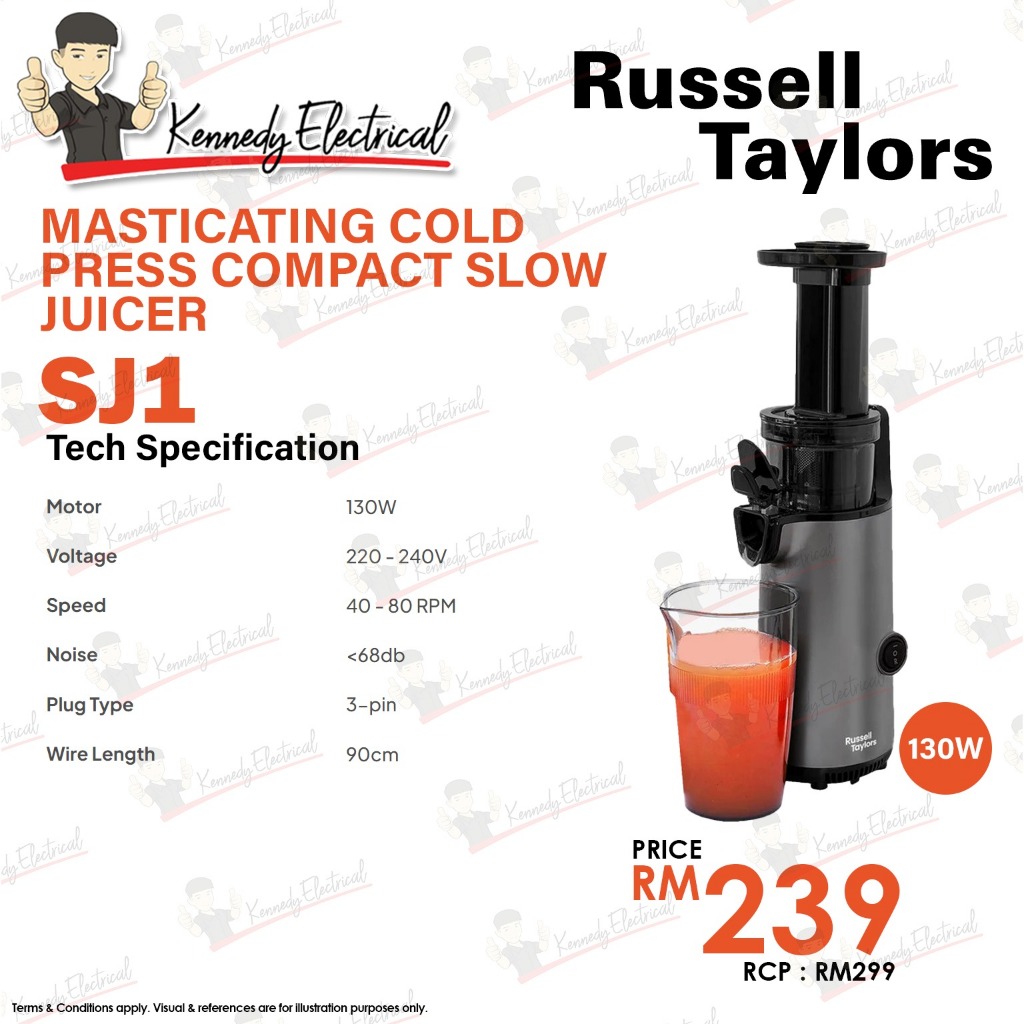 Russell Taylors Masticating Cold Press Compact Slow Juicer SJ1