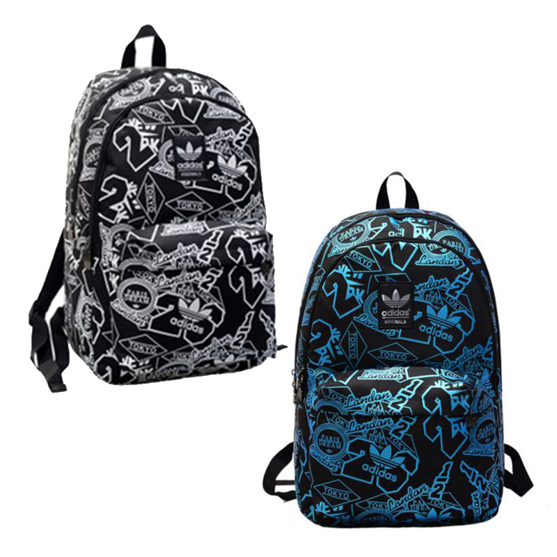 Typo Art Backpack Travel Bagpack Laptop Shoulder Adidas Bag Black Blue Man Woman