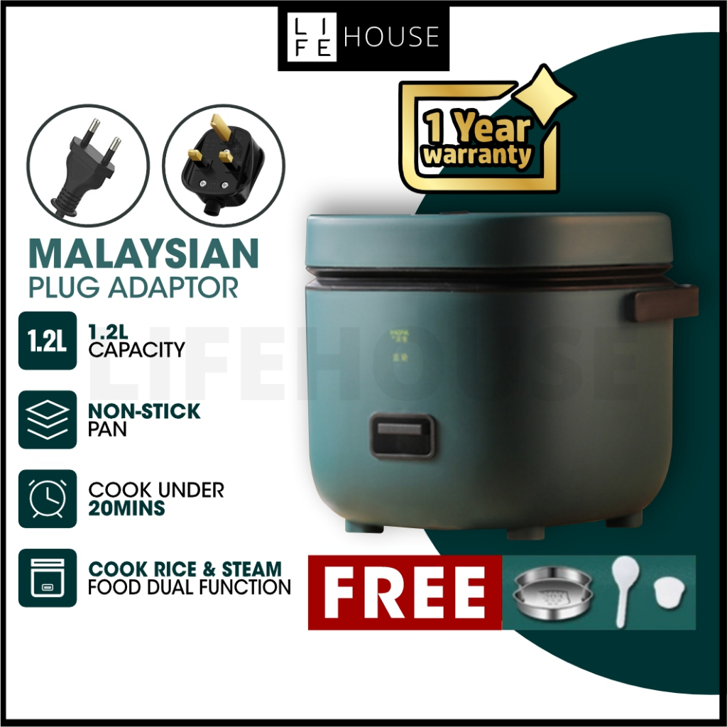 [3 Pin Plug] 1.2L Mini Rice Cooker Periuk Nasi Elektrik Kecil Cooking Pot Electric Rice Cooker Non Stick Multi Cooker电饭锅