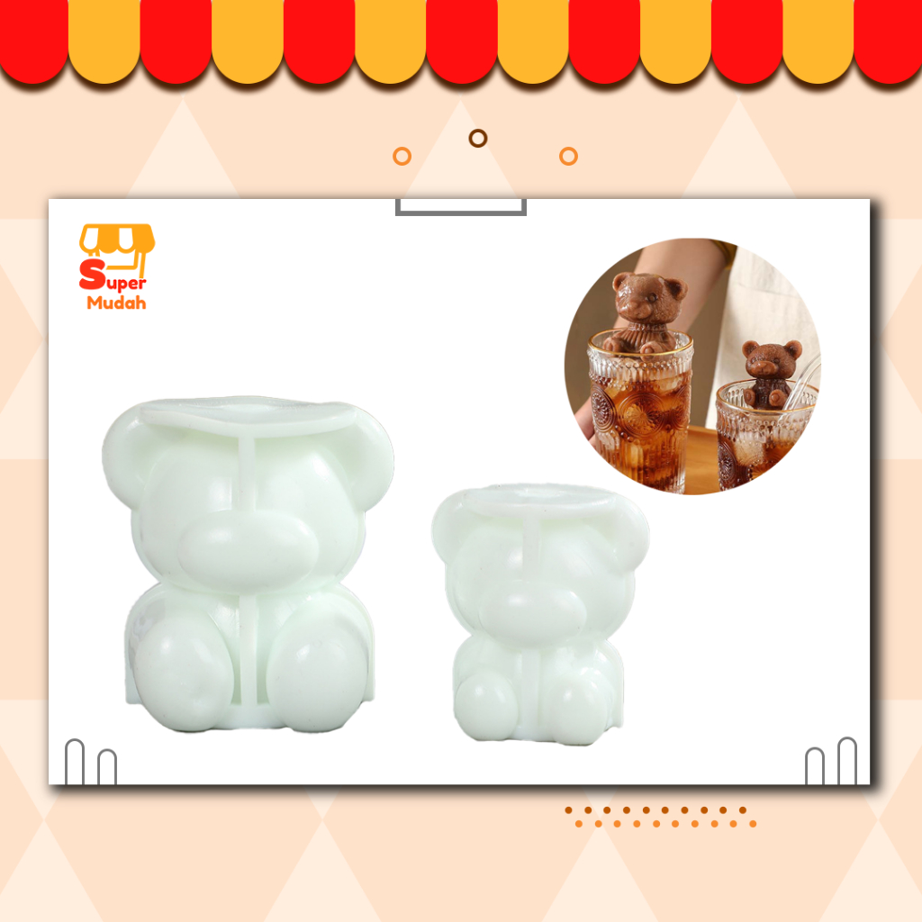 Acuan Ais Beruang Kecil 3D Silikon 3D Acuan Ais Beruang Pembuat Ais Kopi Teh Susu Acuan Kek Lelas Teddy