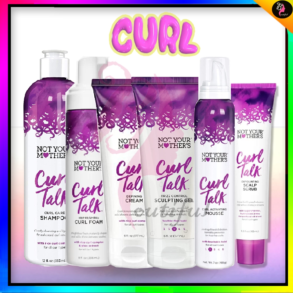 NOT YOUR MOTHER'S Curl Talk Hair Care| Shampoo/Styling Cream/Foam/Sculpting Gel/Scalp Scrub/Mousse|Curly Hair Styling