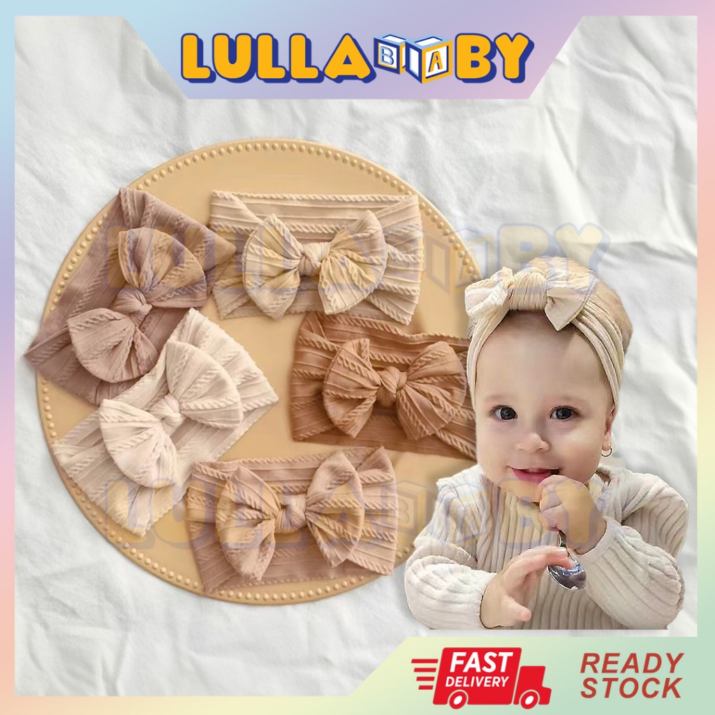 READY STOCKSoft Color Soft Elastic Baby Headband Baby Girl Kids Cotton Bowknot Kids Hair Band Children Hair Accessory