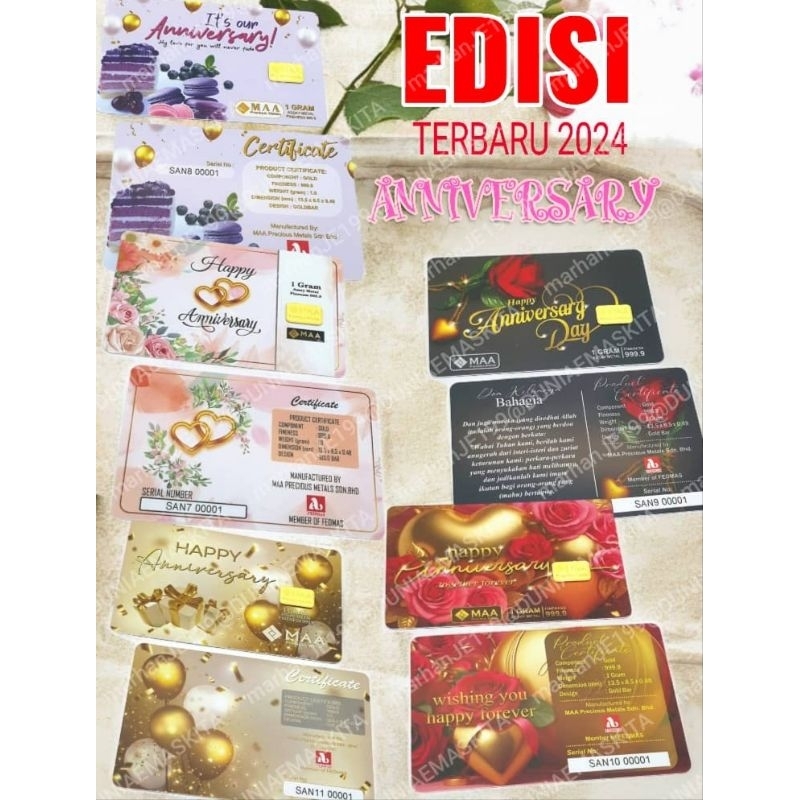 GOLD BAR WONDERFUL ANNIVERSARY 999.9 1GRAM WITH FREEGIFT