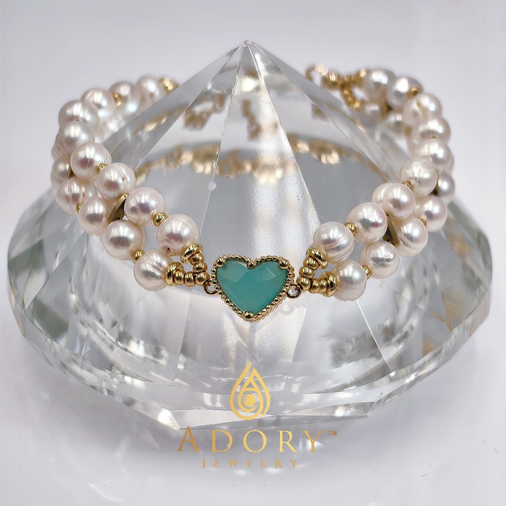 [ADORY] Handmade Weave Lace Natural Pearl Bracelet 手工编织蕾丝天然珍珠手链 Gelang Tangan Lace Mutiara