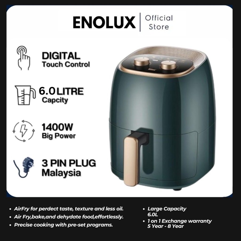 🔥 RM94 !!! 🔥Enolux Japan 6.0L Air Fryer Digital Control Household Cooker Oven Fryer AF - 078