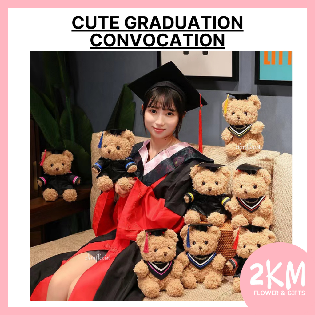 Cute Graduation Convocation Bear Plush Teddy Bear Plush Brown Convo Patung Graduasi Gift Doll 毕业熊 公仔