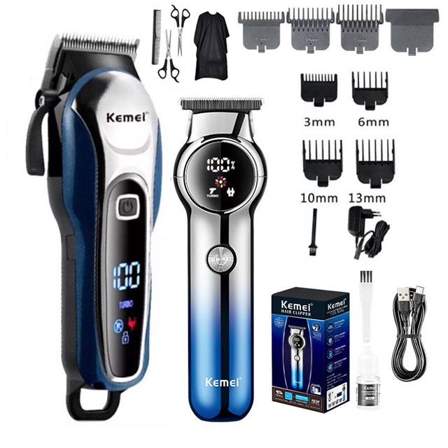 Kemei KM-1995 LCD Digital Monitor Turbocharged Hair Trimmer Rechargeable Hair Clipper Professional Hair Salon