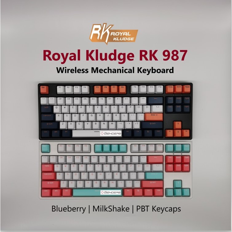 RK987 Royal Kludge TKL Mechanical Keyboard Three Mode Bluetooth Wireless USB Type C Wire RGB Backlit